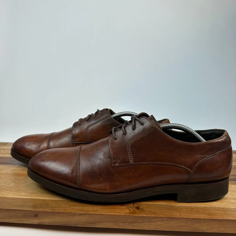 Mens Cole Haan Warren Brown Leather‎ Cap Toe Dress Oxfords Shoes Size 11.5 M GUC